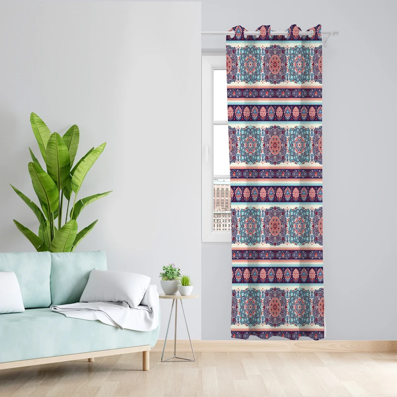 پرده طرح سنتی مدل مخمل پانچی کد  L126L Z سایز 140x200 سانتی متر