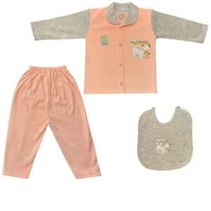 ست 3 تکه لباس نوزادی کد Baby 64G رنگ گلبهی