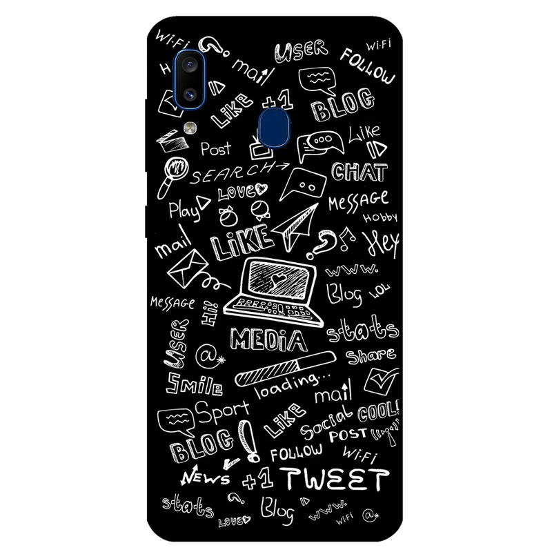 کاور مگافون طرح رسانه های اجتماعی مدل 1898 مناسب برای گوشی موبایل سامسونگ Galaxy A20 E         