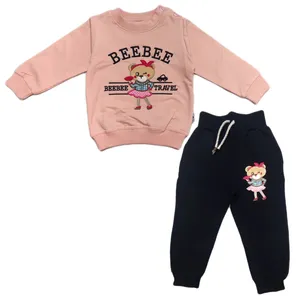 ست سویشرت و شلوار دخترانه مدل خرس مدل 1226 رنگ صورتی