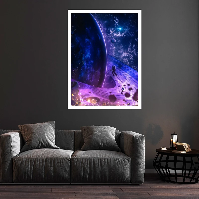 تابلو بکلیت طرح کهکشان و فضانورد مدل قاب شاسی W-S8202