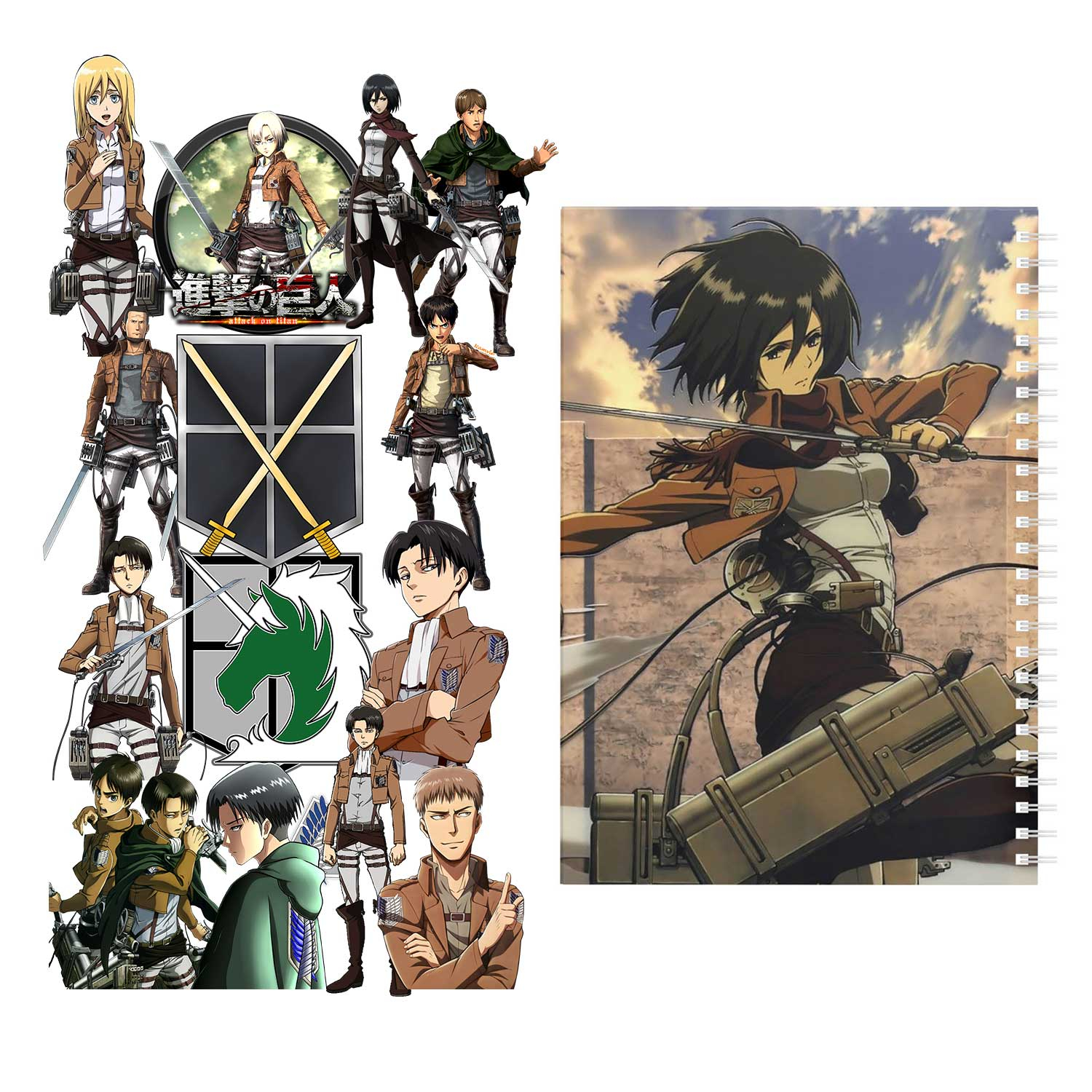 دفتر مشق باژیکان طرح انیمه اتک آن تایتان Attack On Titan کد 20211462 به همراه استیکر لپ تاپ مجموعه 14 عددی