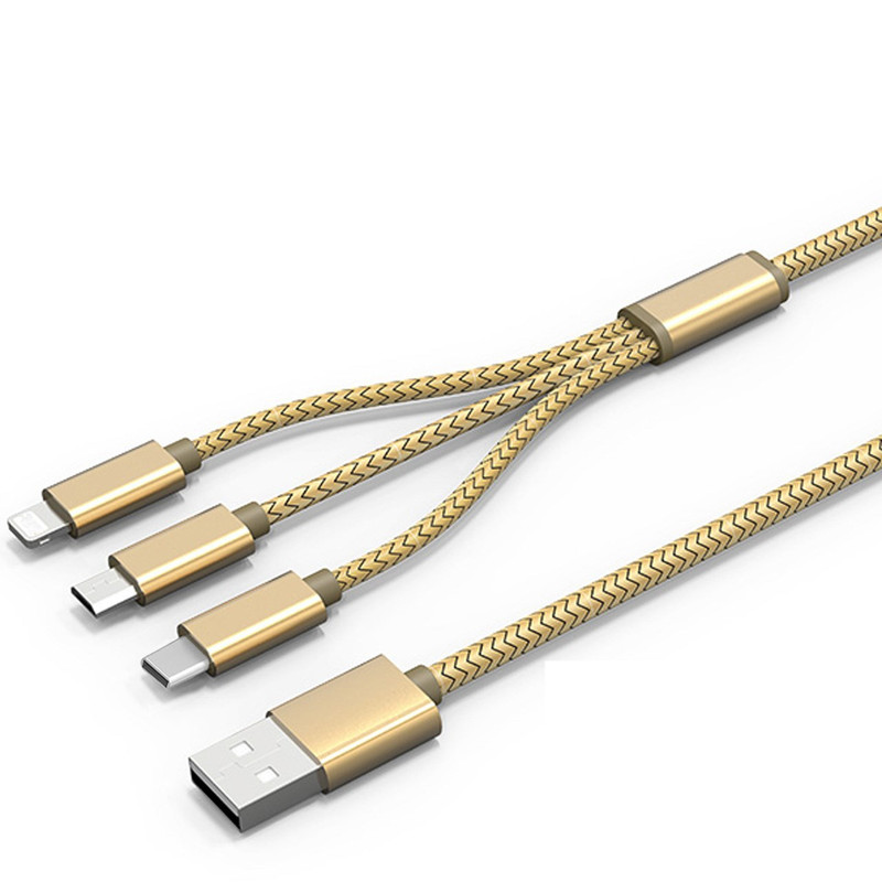 کابل تبدیل USB به MicroUSB/Lightning/Type-c مدل Combination 3 In 1 به طول 1.2 متر