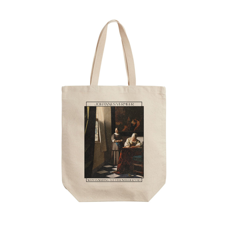 ساک خرید ترمه طراحان ایده مدل زنی در حال خواندن نامه با خدمتکارش از ورمر کد art0592 - L