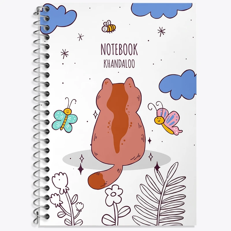 دفتر زبان 50 برگ خندالو مدل دو خط طرح گربه بامزه کد N1028