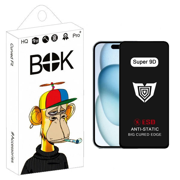 محافظ صفحه نمایش بوک مدل Super 9D Pro مناسب برای گوشی موبایل اپل IPhone 15