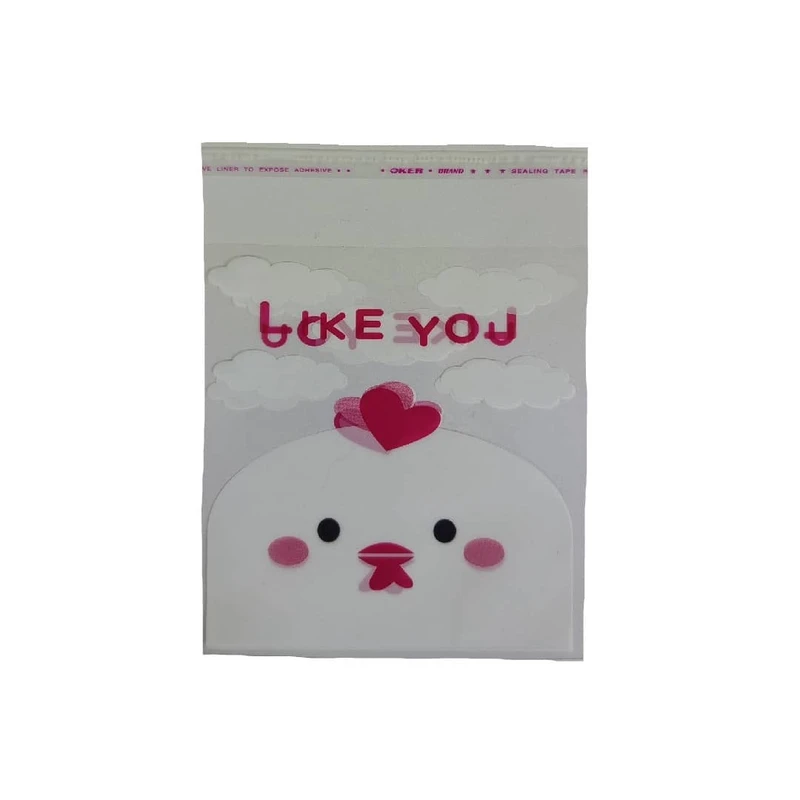 سلفون بسته بندی مدل لبه چسبدار طرح جوجه سایز 20 × 15 بسته 25 عددی