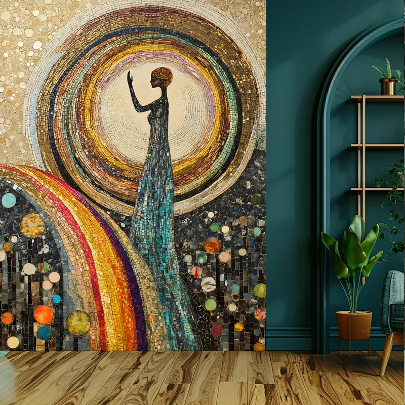 کاغذ دیواری طرح سنگ ریزه مدل انسان و دایره کد KF653