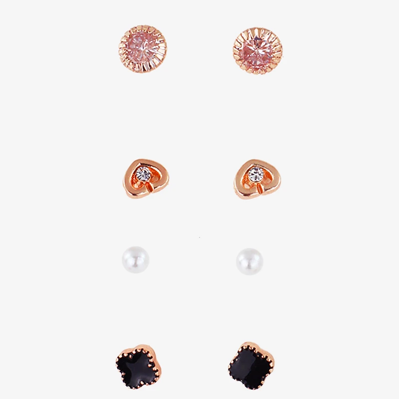 گوشواره زنانه مدل قلب کد AAC616 بسته چهار عددی