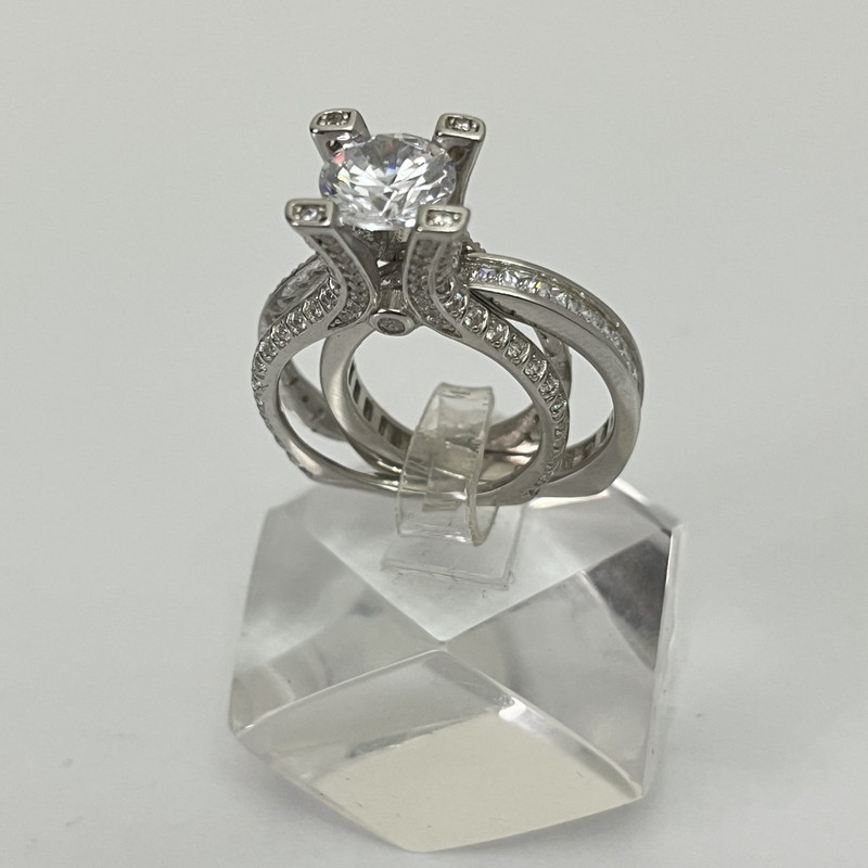 انگشتر نقره برلیان زنانه مدل نگین 9010 مجموعه دو عددی