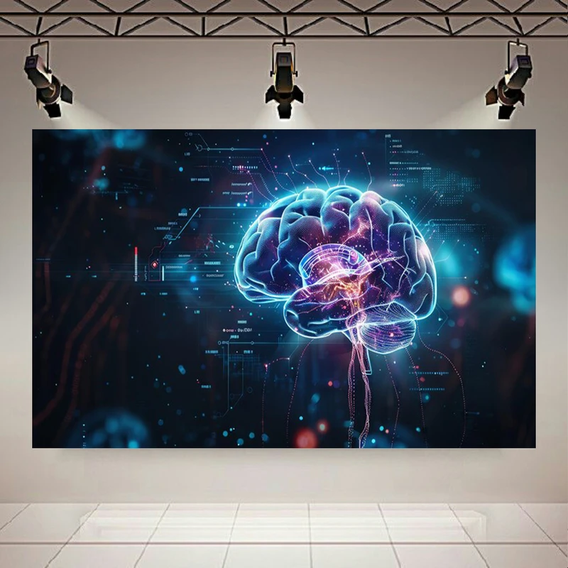  تابلو بوم طرح مخمل مغز دیجیتال مدل داده انتزاعی کد PD130772