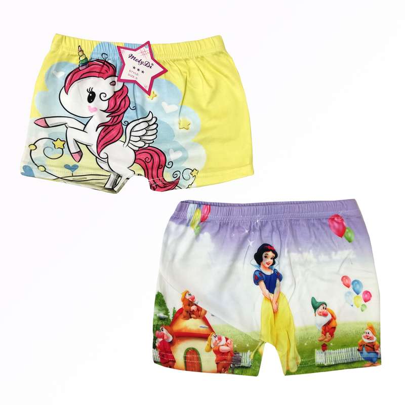 شورت دخترانه مدل یونیکورن و سفید برفی کد 0333 مجموعه 2 عددی