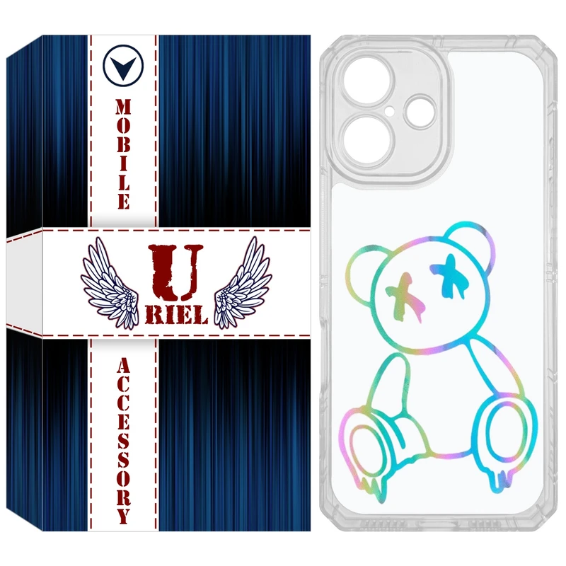 کاور یوریل مدل Clear کد 44 طرح خرس رنگی مناسب برای گوشی موبایل اپل iPhone 16