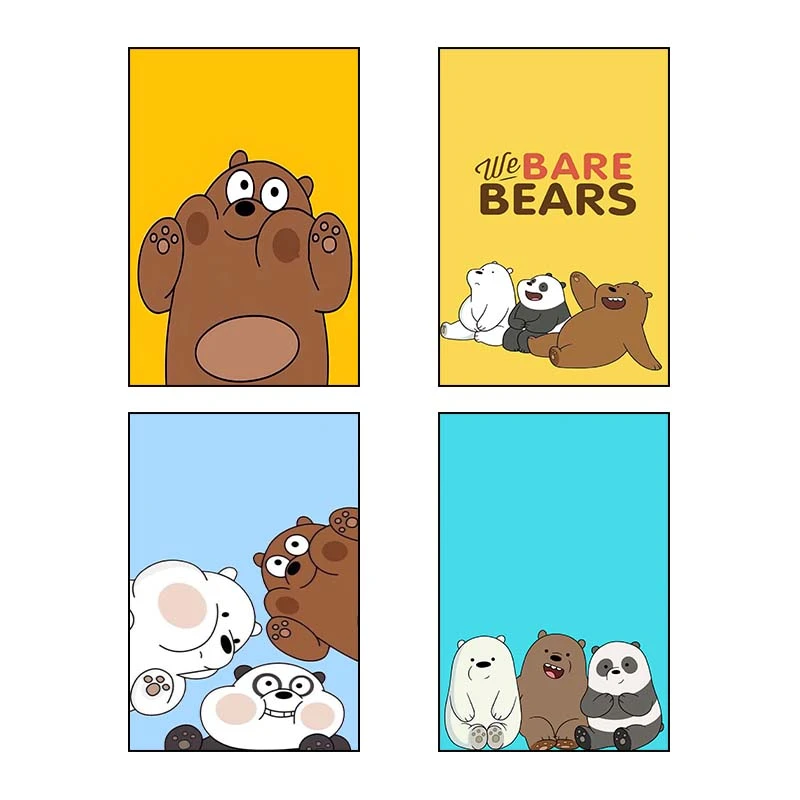 تابلو شاسي کارنيکا طرح سه خرس کله پوک We Bare Bears کد 47152 مجموعه 4 عددی