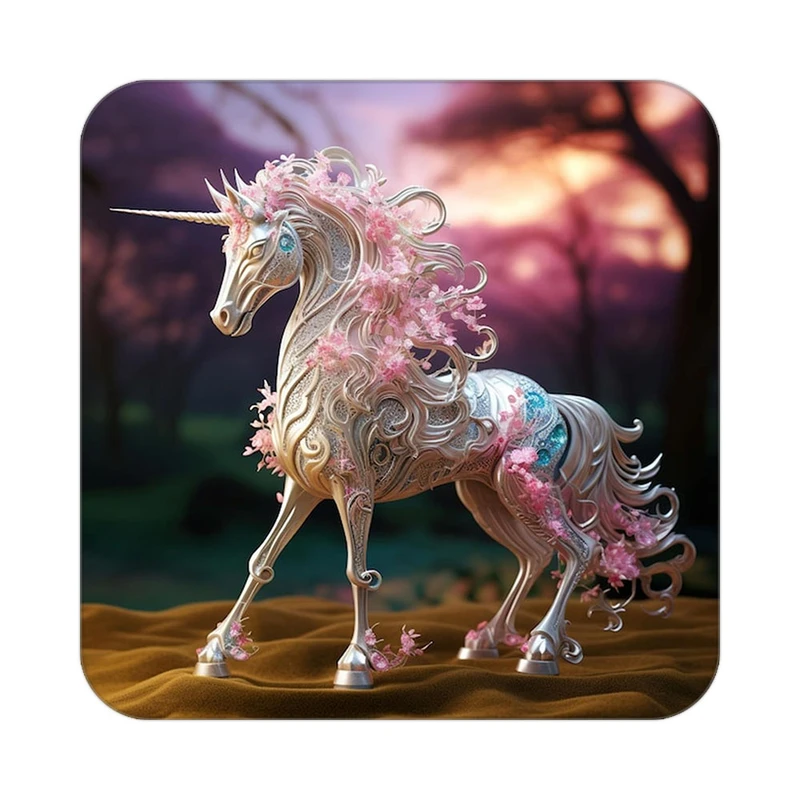 زیر لیوانی کاکتی طرح اسب تک شاخ و یونیکورن مدل mp31229