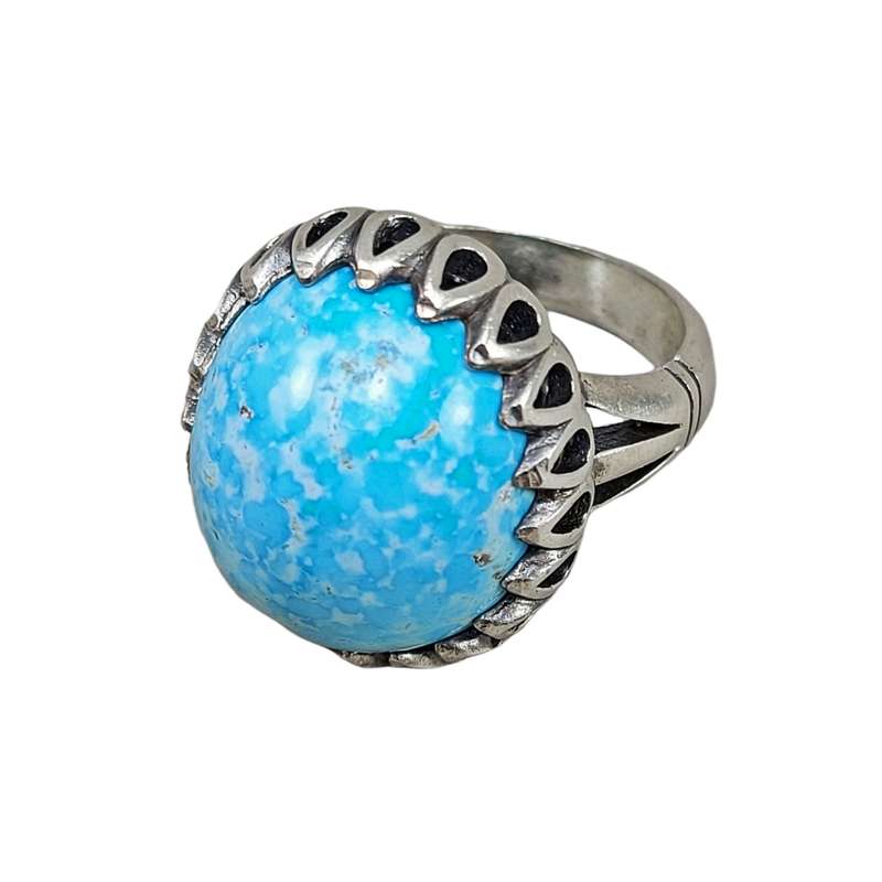 انگشتر نقره مردانه مدل فیروزه کرمان‌ رکاب اشکی 