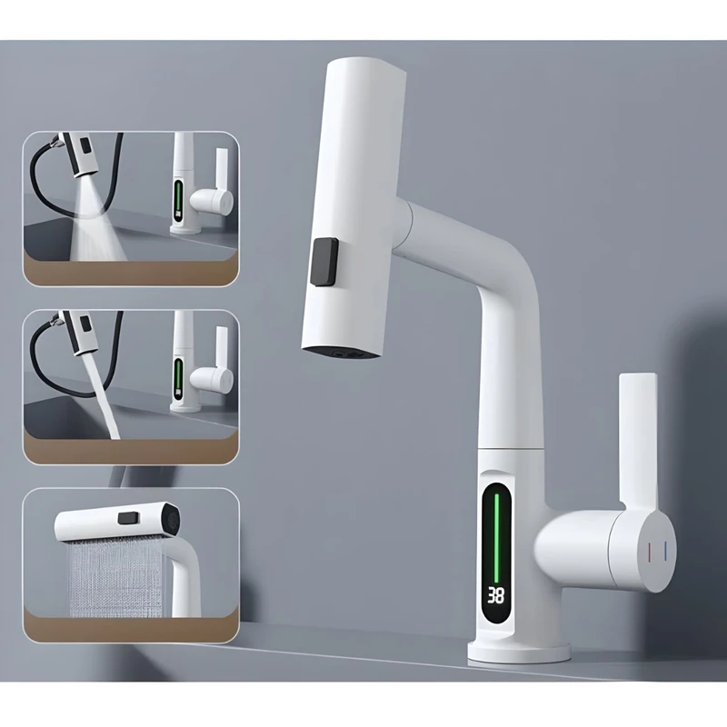 عکس شماره 2 : شیر روشویی آسانسوری مدل شاوری نمایشگردار و ال ای دی دار