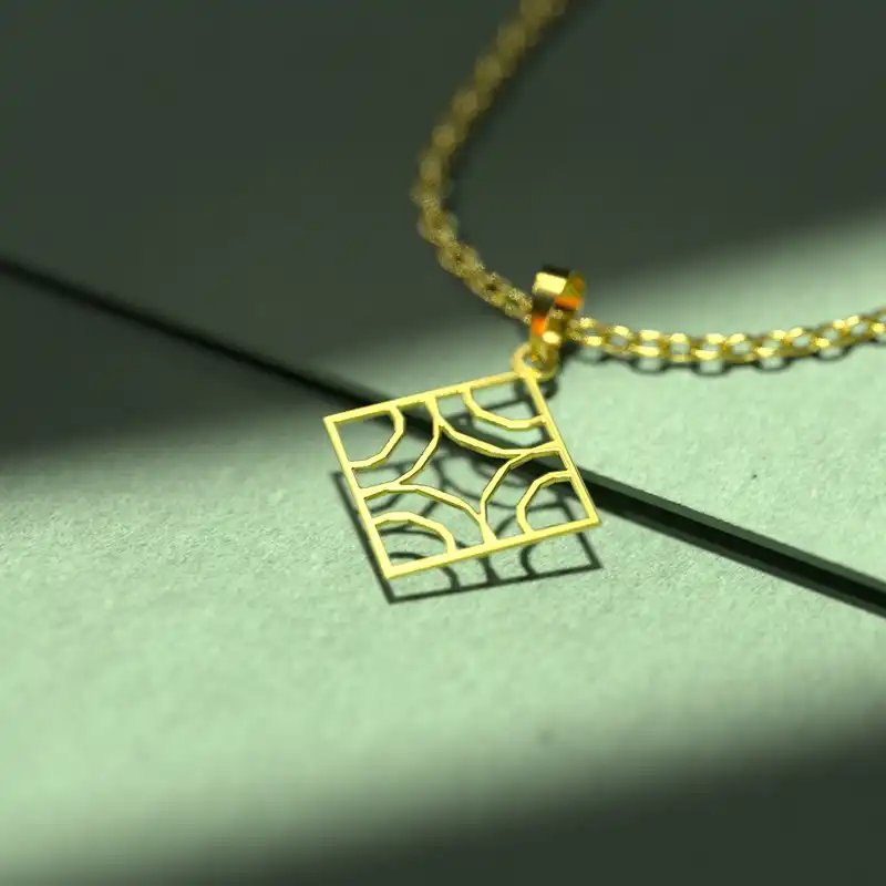 گردنبند طلا 18 عیار زنانه مدوپد مدل هندسی کد F3-1-1082