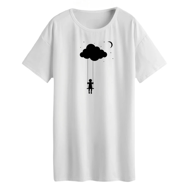 تی شرت لانگ آستین کوتاه زنانه مدل تاب و ماه