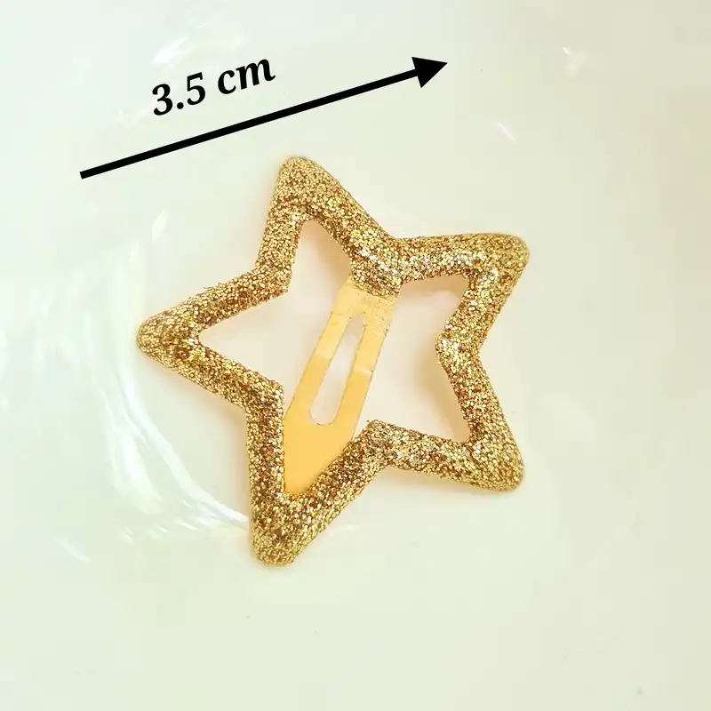 گیره مو زنانه مدل تق تقی ستاره ای شاین دار کد 88 بسته 10 عددی