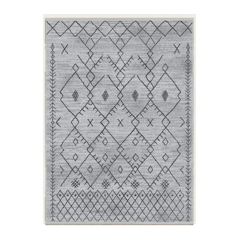 فرش ماشینی 1000 شانه زمینه طوسی حاشیه خاکستری هانوکس مدل مراکشی کد MHX.007.1