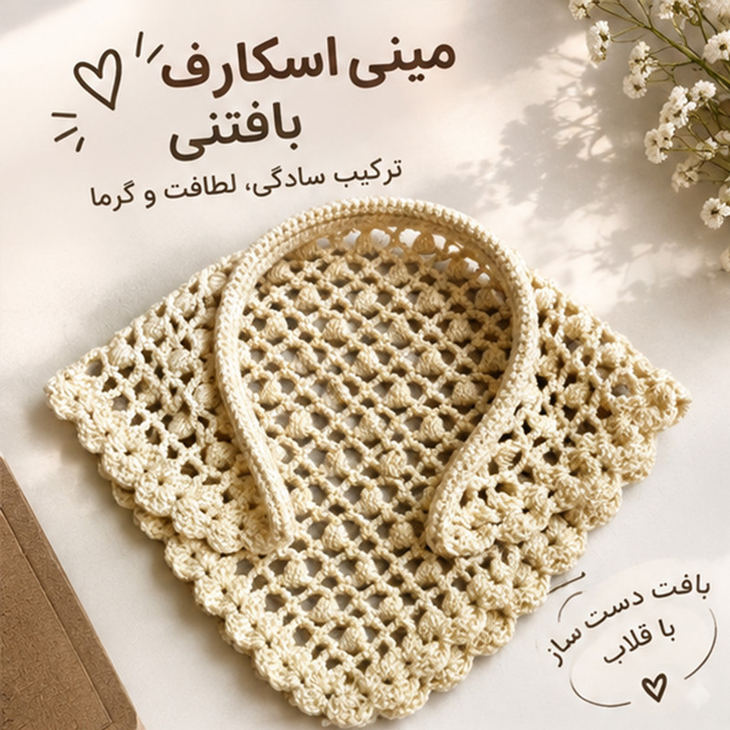 مینی اسکارف بافتنی  زنانه مدل تل دار