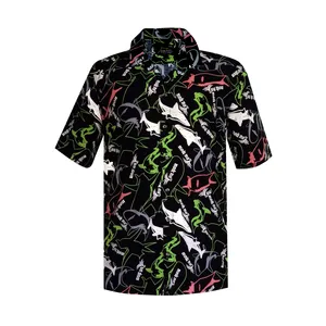 پیراهن آستین کوتاه یقه برگردان مردانه مدل هاوایی دلفین کد H-D-M