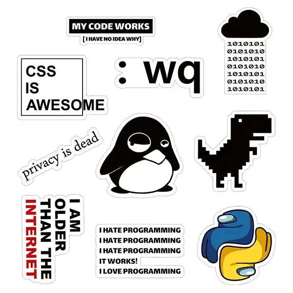 استیکر لپ تاپ توییجین و موییجین طرح برنامه نویسی کد 01 مجموعه 10 عددی