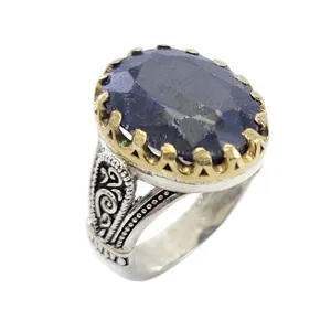 انگشتر نقره مردانه مدل یاقوت کبود کد 5876554