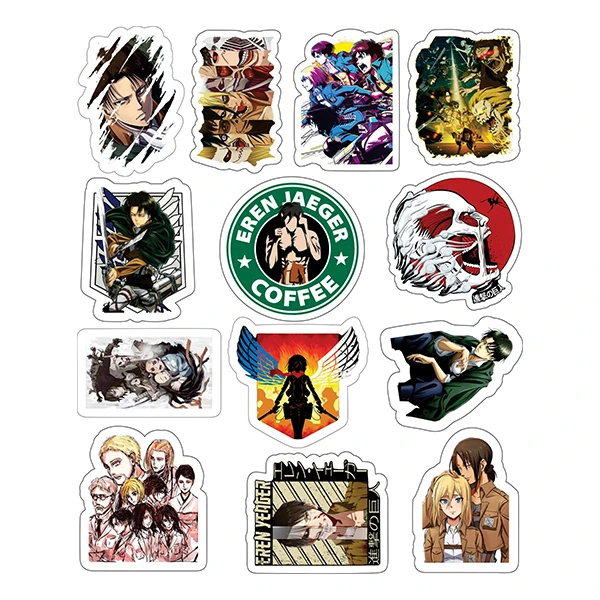 استیکر لپ تاپ توییجین و موییجین طرح Attack on titan کد 04 مجموعه 13 عددی