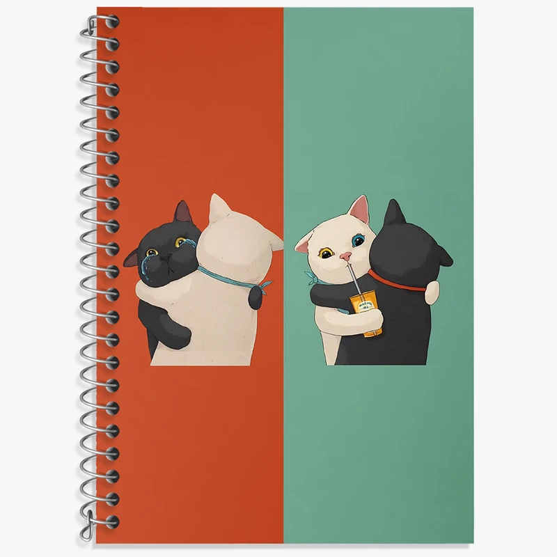 دفتر زبان 50 برگ خندالو مدل سه خط طرح گربه های بامزه کد N4002