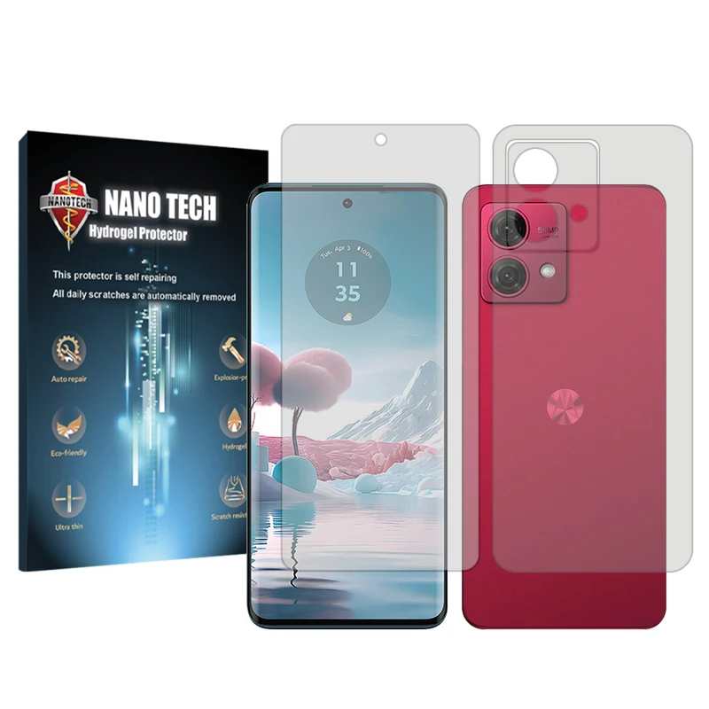 محافظ صفحه نمایش شفاف نانو تک مناسب برای گوشی موبایل موتورولا Moto G84 به همراه محافظ پشت گوشی