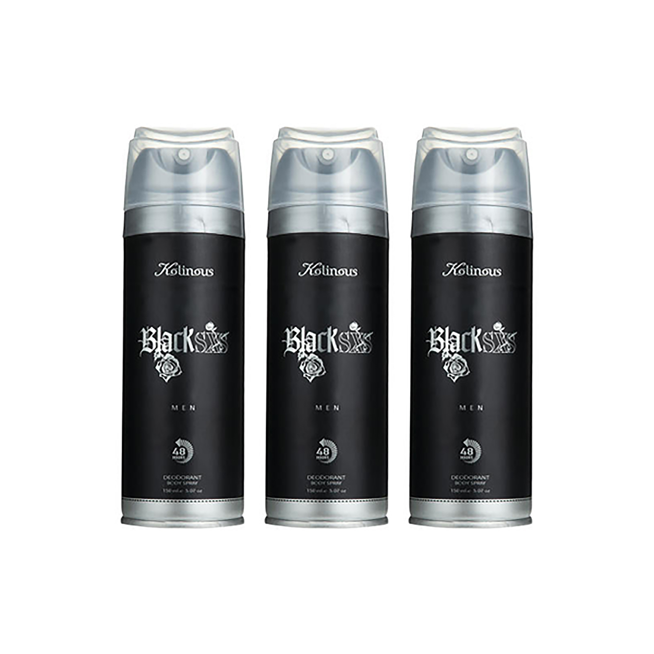 اسپری بدن مردانه کلینوس مدل blacksxs حجم 150 میلی لیتر مجموعه 3 عددی