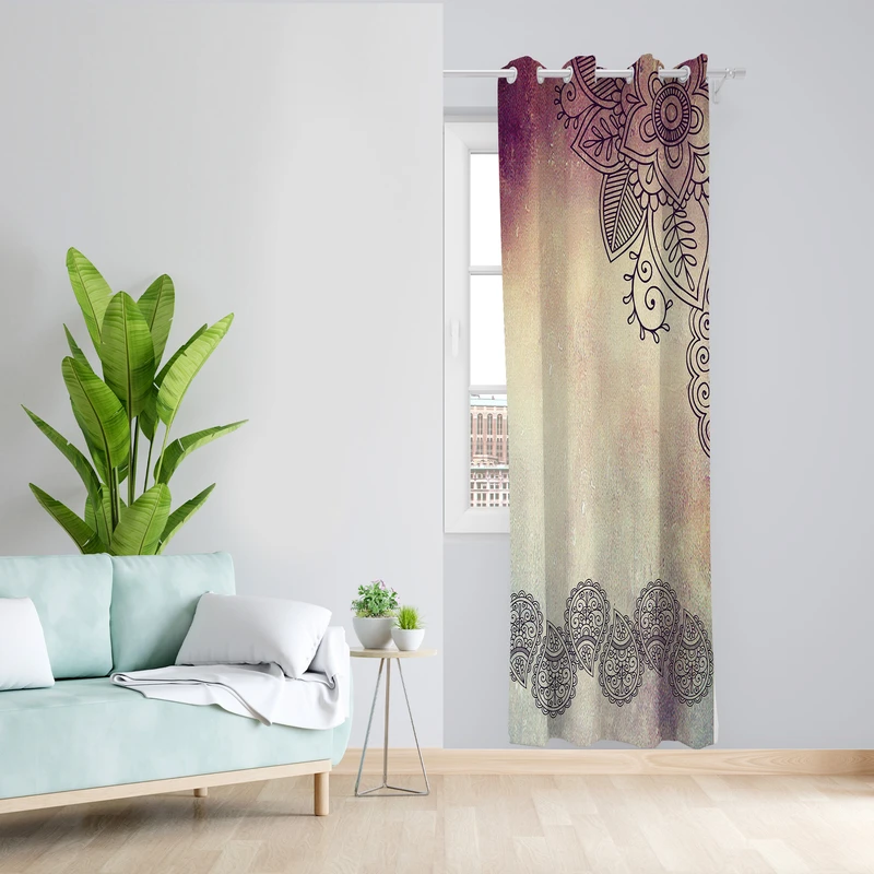 پرده طرح گل مدل مخمل پانچی کد L 1110R Z سایز 140x200 سانتی متر