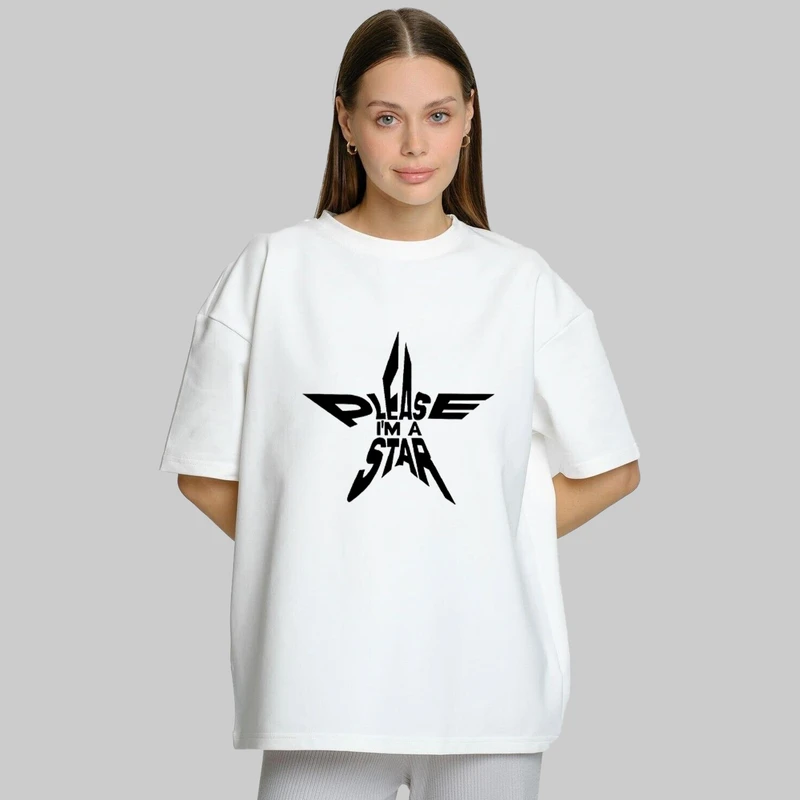 تی شرت آستین کوتاه زنانه پنبه طرح star