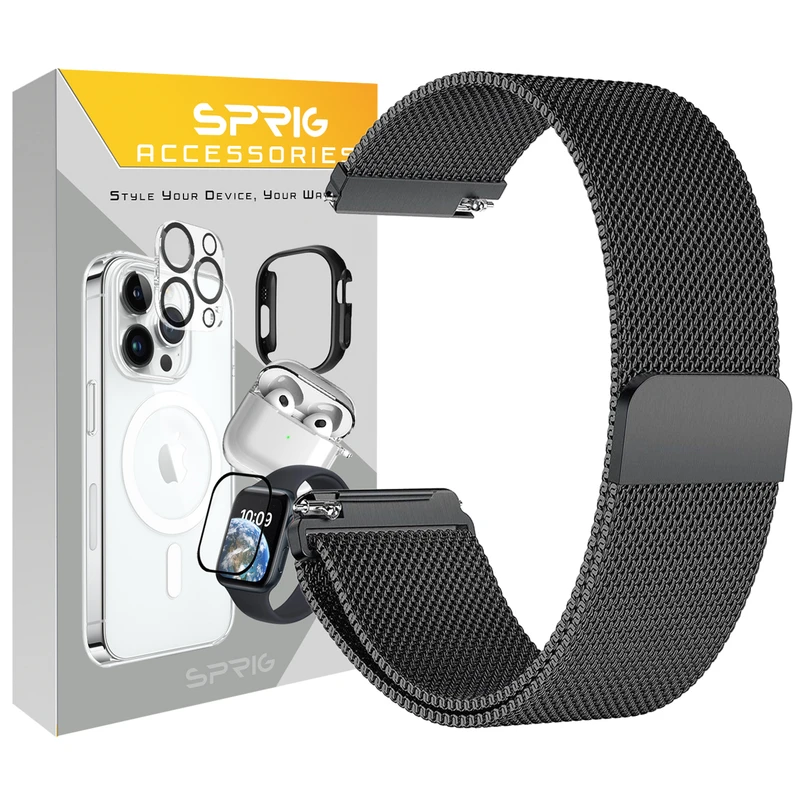 بند اسپریگ مدل Milanese STL مناسب برای ساعت هوشمند سامسونگ Galaxy Watch 4/5/6 size 40/43/44/46/47mm