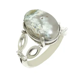 انگشتر نقره زنانه مدل نگین شجر طبیعی کد 84