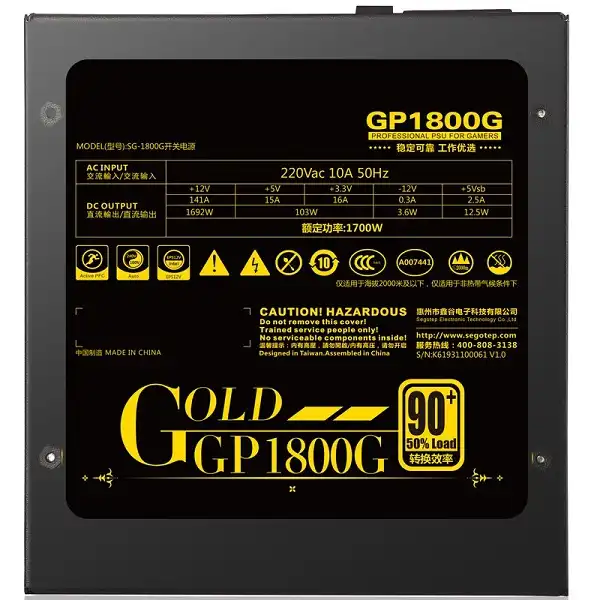 منبع تغذیه کامپیوتر سگوتپ مدل GP1800G 1700W Power Supplies 80 Plus Gold