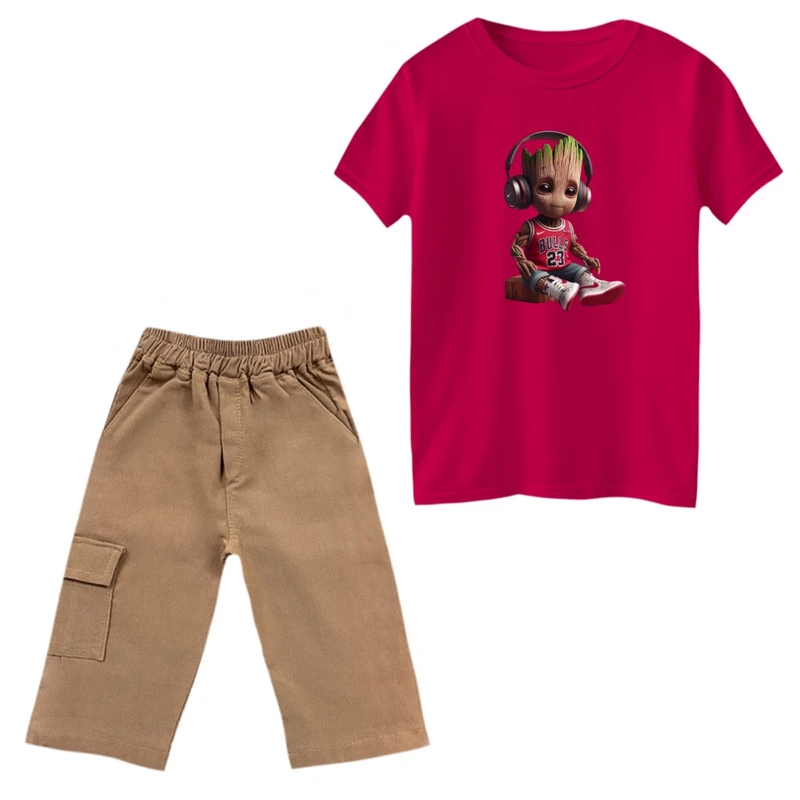 ست تی‌شرت و شلوارک پسرانه مدل گروت و هدفون