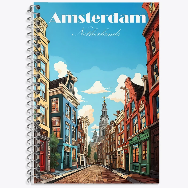 دفتر زبان 50 برگ خندالو مدل دو خط طرح آمستردام (Amsterda) کد F6317