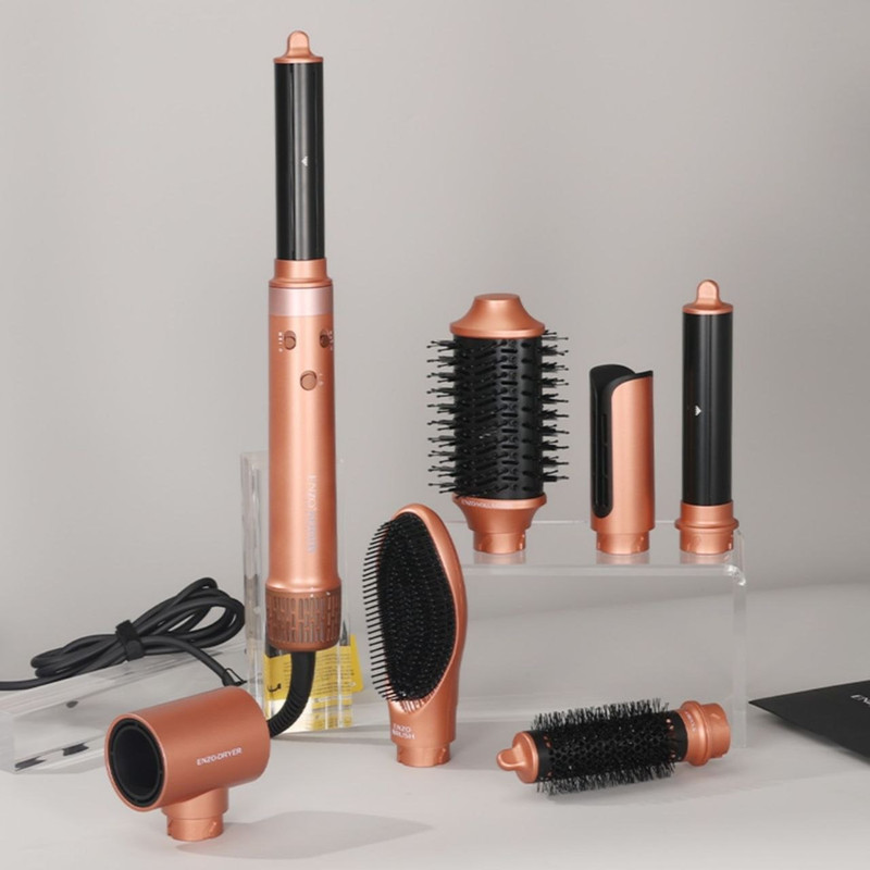 سشوار برس‌دار حالت‌دهنده انزو پروفیشینال مدل EN-6603 1500 وات، موتور BLDC، تنظیم دما و سرعت در 3 حالت، فناوری ionic و ceramic keratin، دارای 7 سری حرفه‌ای، کابل چرخان 360 درجه، کیف ضدضربه