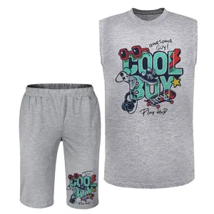 ست تاپ و شلوارک راحتی مردانه مدل A448 رنگ طوسی