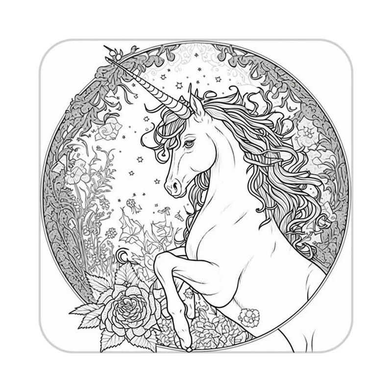 زیر لیوانی کاکتی طرح اسب تک شاخ و یونیکورن مدل mp30339