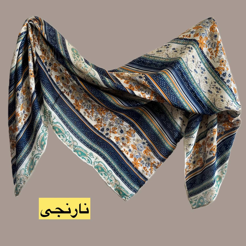 روسری زنانه حریر ابریشم مجلسی گل‌دار کد 134