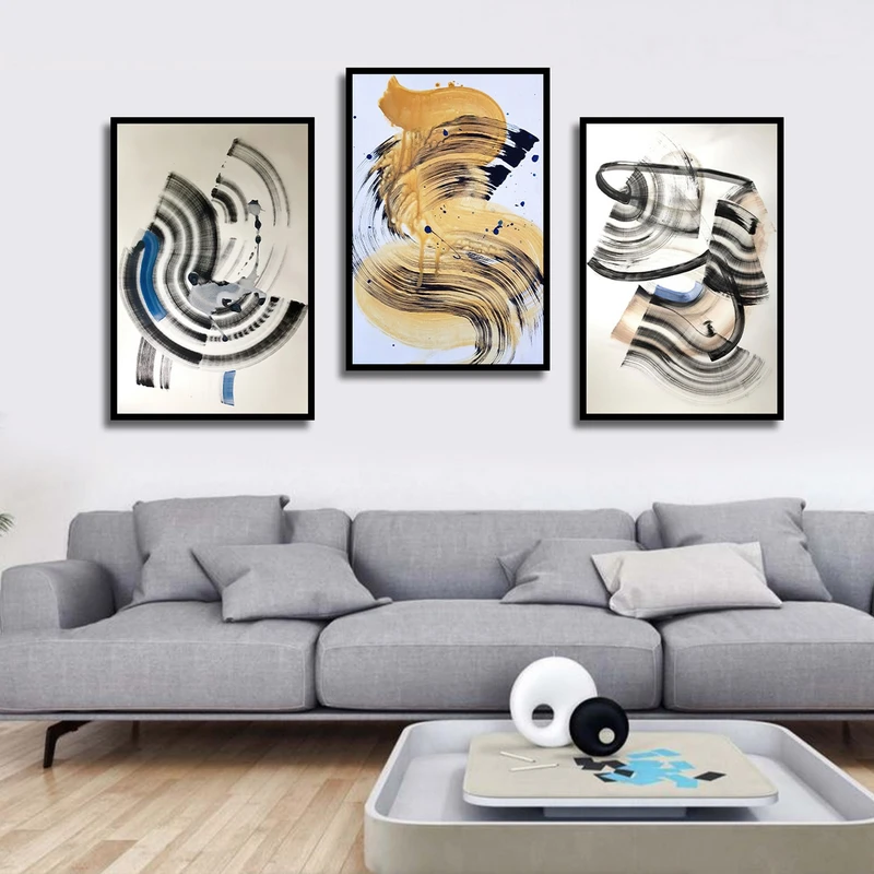 تابلو بکلیت طرح نقاشی مدرن آبرنگی مدل شاین اکلیلی B-1785 مجموعه 3 عددی