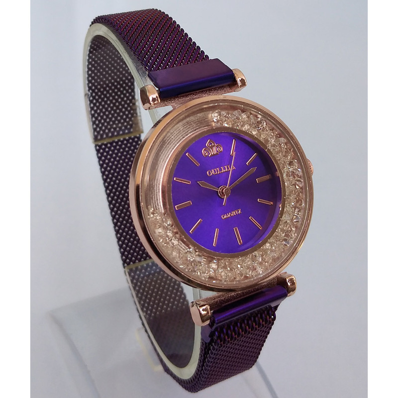 ساعت مچی عقربه ای دخترانه مدل مگنتی دور شنی کد 3299