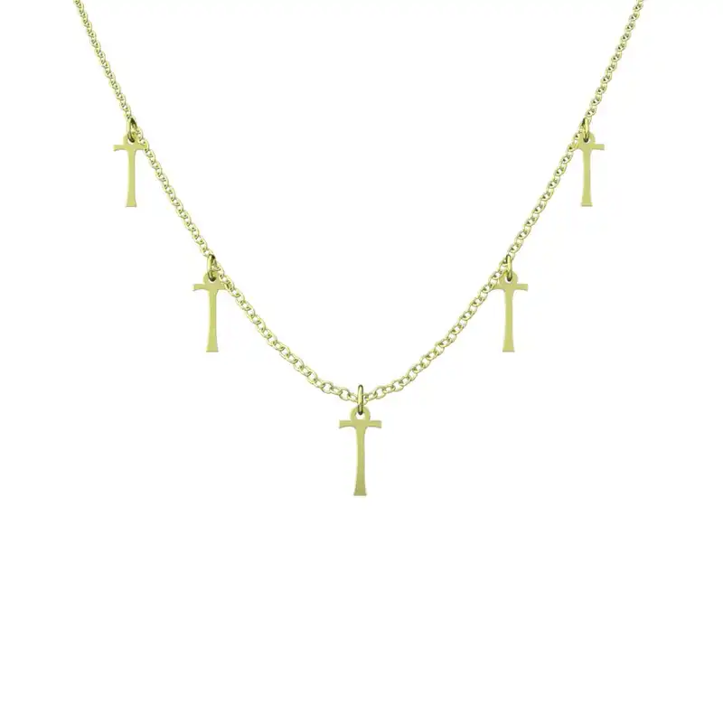 گردنبند طلا 18 عیار زنانه مدوپد مدل حرف T کد RNA17140