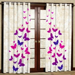 پرده مدل مخمل پانچی طرح پروانه کد 4290T2 سایز 200x140 سانتی متر
