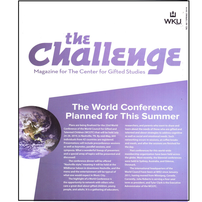 مجله  The Challenge Magazine for The Center for Gifted Studies ژانویه 2019