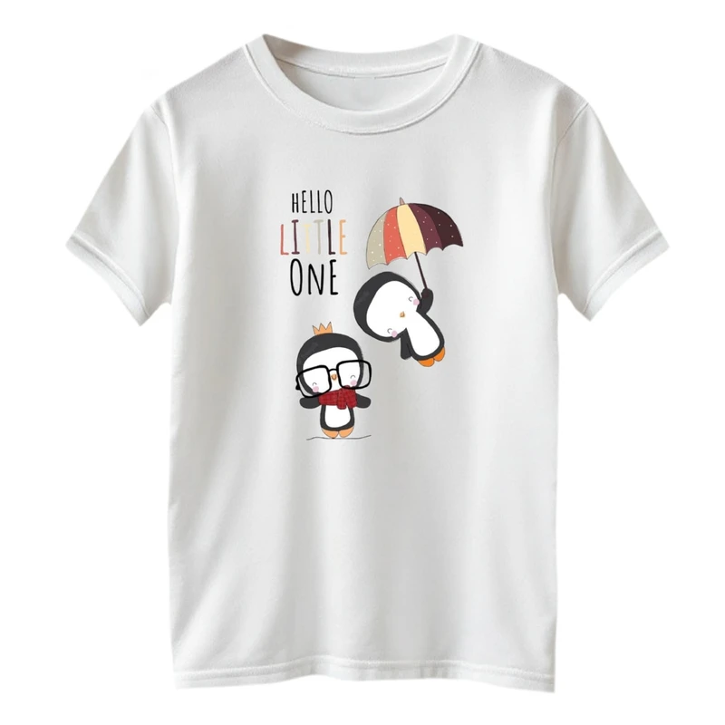 تی شرت آستین کوتاه بچگانه مدل پنگوئن های چتر